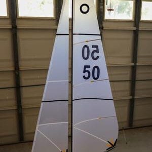 A sail boat with numbers on it