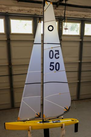A sail boat with numbers on it